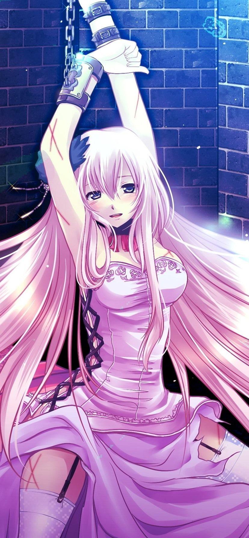 828x1792 Wallpaper Pink hair anime girl, skirt, handcuffs 2880x1800 HD Picture, Image