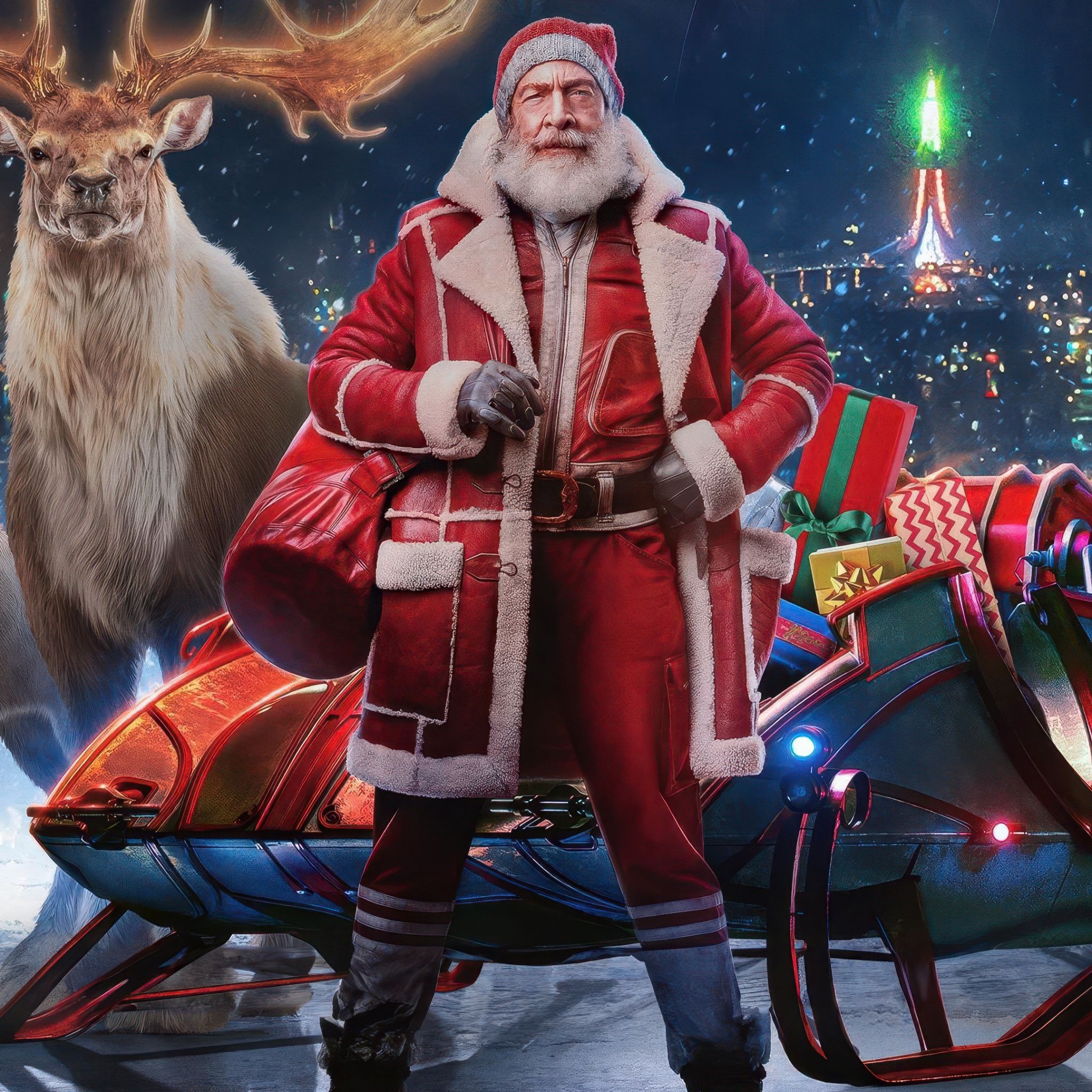 2048x2048 J. K. Simmons Wallpaper 4K, Santa Claus, Red One, 2024 Movies