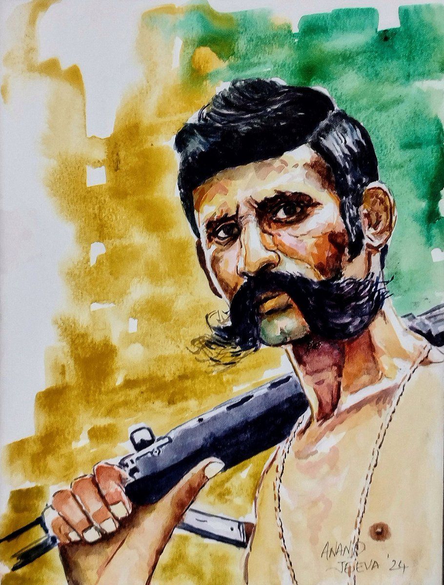 910x1200 The G.O.A.T #veerappan #watercolor #painting #art #anandjeeva #dop @NetflixIndia