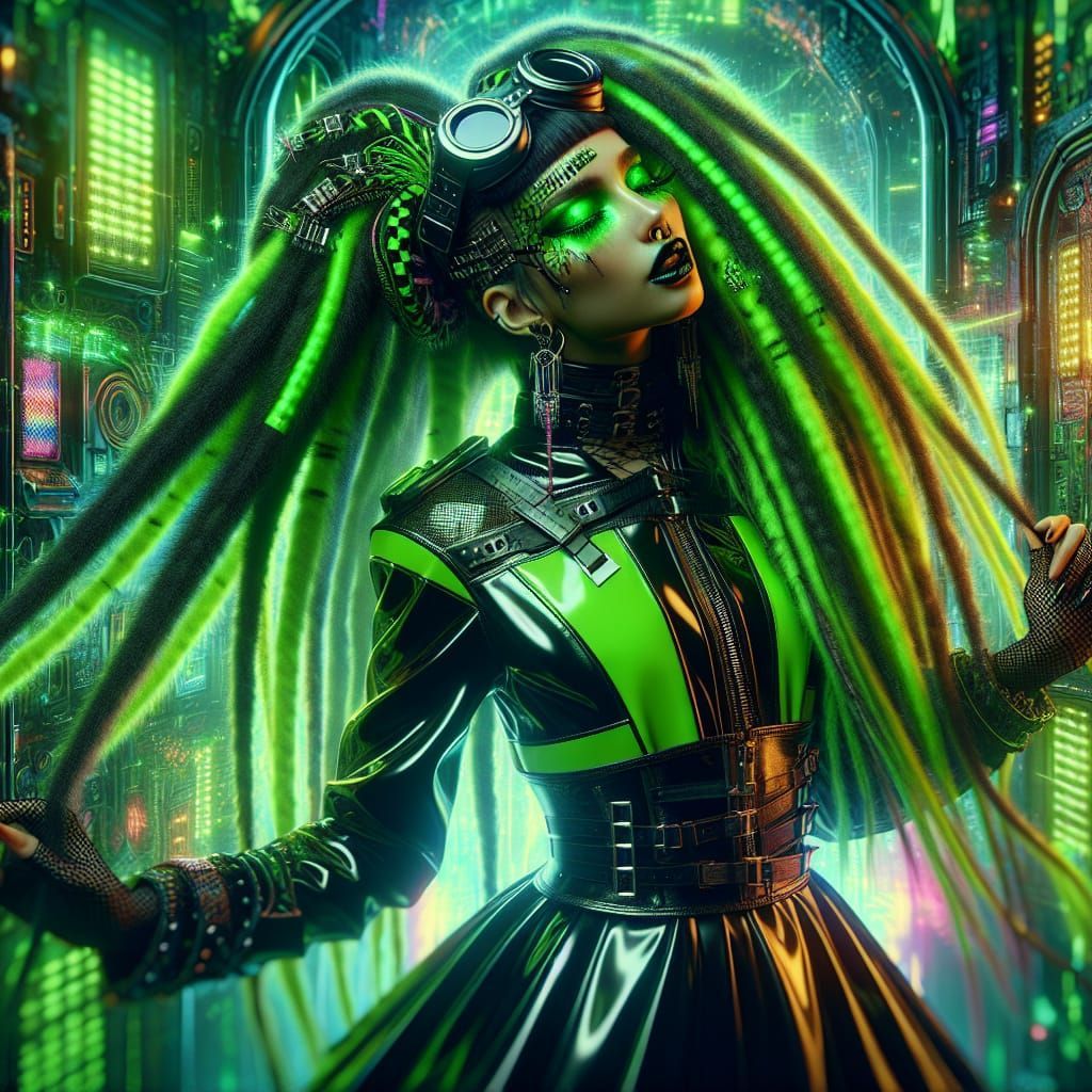 1024x1024 Cyber Goth Aesthetic 2 Goth Woman Dancing in Neon In