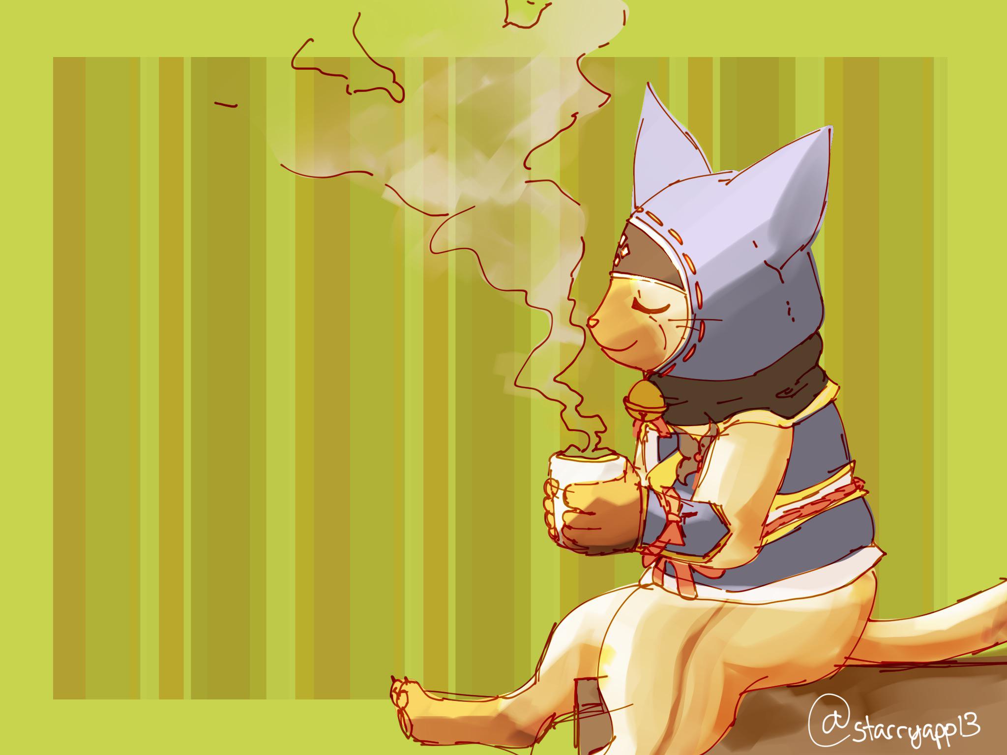 2048x1536 oc) very excited for rise so i drew a palico :)