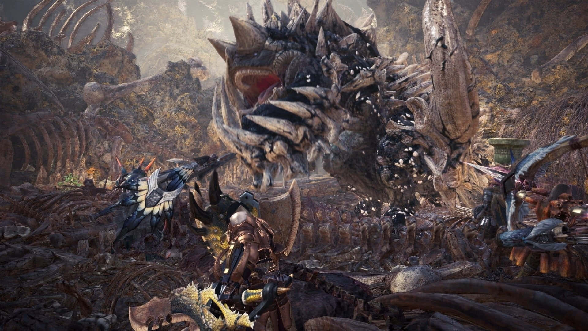 1920x1080 Download A Monster Hunter and their Palico Taking on their Unforeseen Challenges in Monster Hunter World