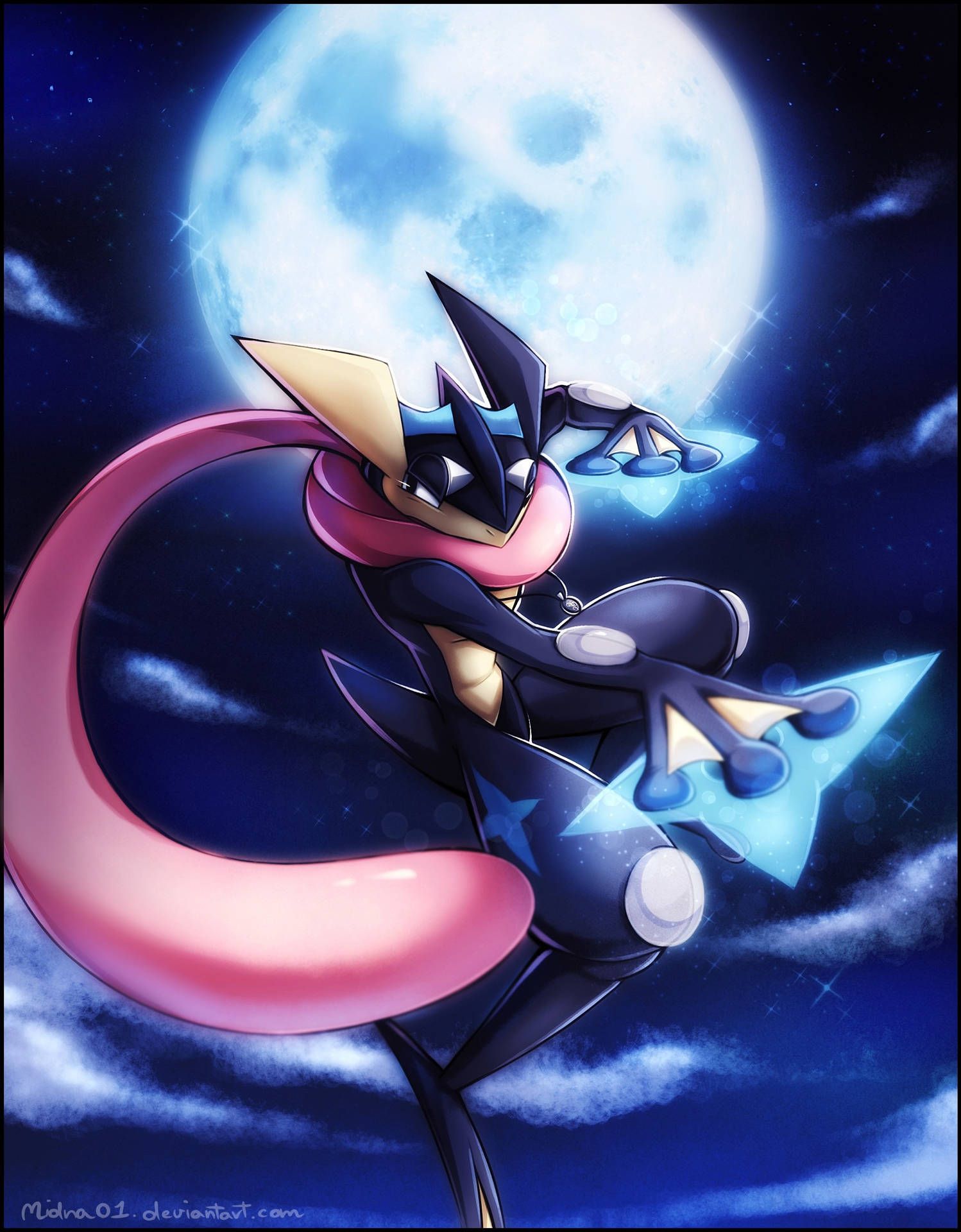 1498x1920 Download Spectacular Full Moon Night with Greninja Wallpaper