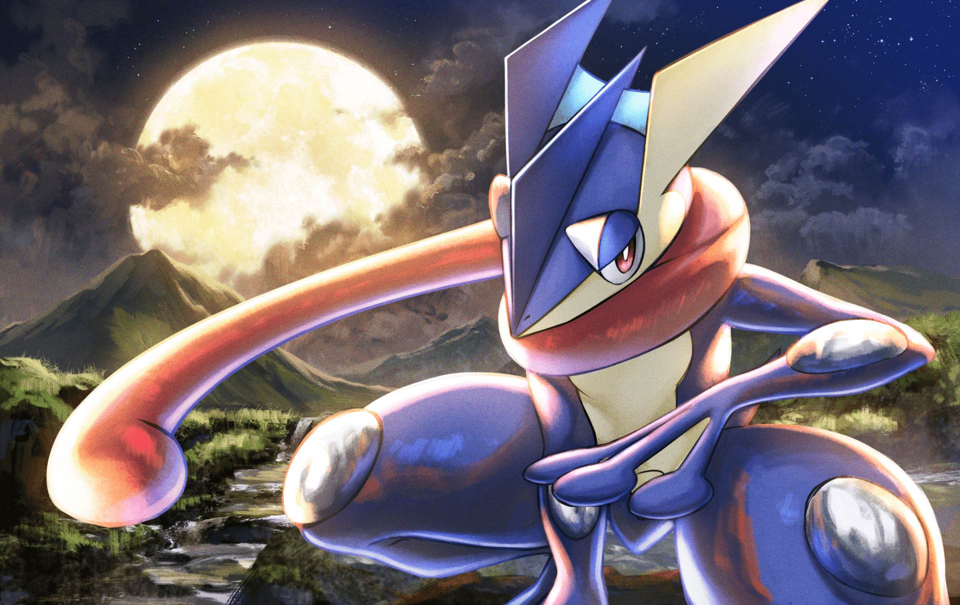 1920x1209 Greninja HD Wallpaper: Epic Pokémon Night Battle Scenex1511