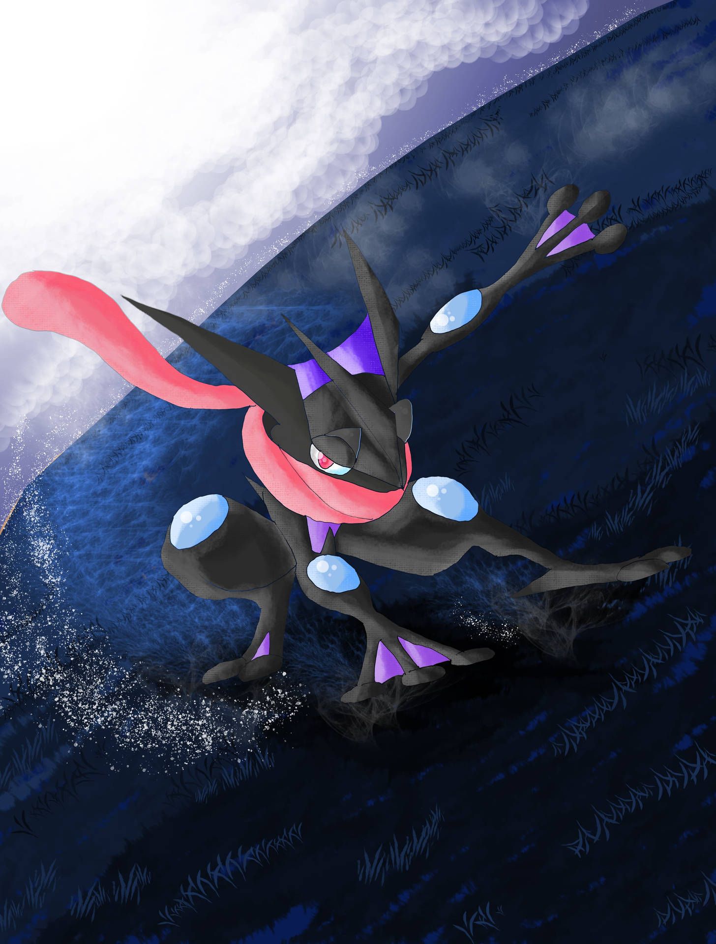 1456x1920 Download Shiny Greninja, a ninja Pokémon Wallpaper