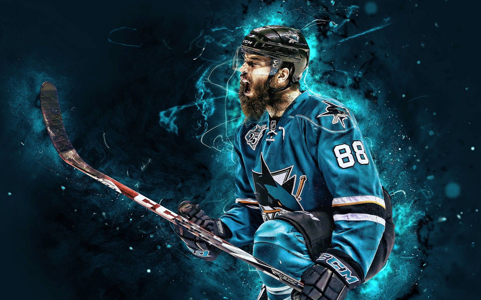 1920x1200 Download Brent Burns Ice Hockey Cool Blue Background Wallpaper