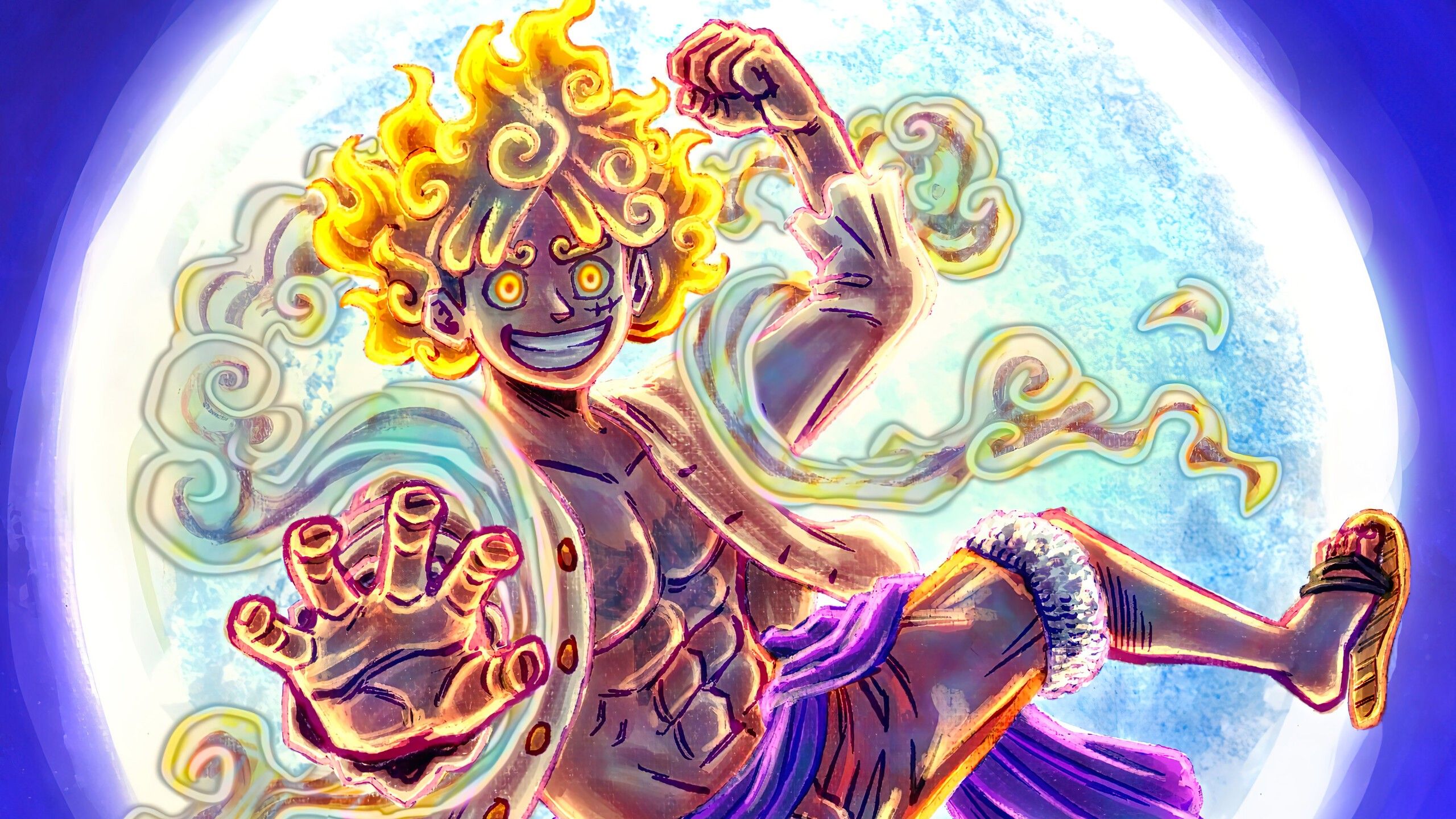 2560x1440 Yellow Hair Gear 5 Monkey D. Luffy Colorful Art HD One Piece Wallpaper