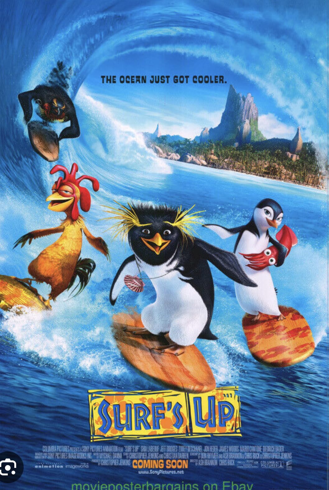 1058x1574 SURF'S UP (2007) Original Authentic Movie Poster 27x40 Sided LaBeouf Bridges Deschanel Heder: Posters & Prints