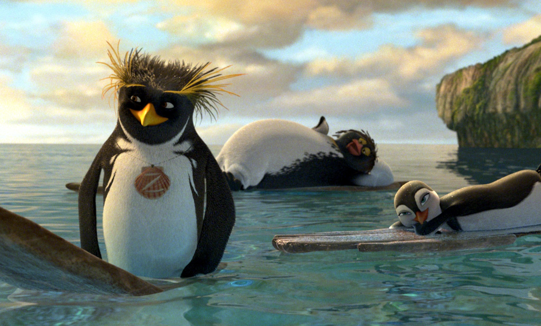 2048x1234 Download Surfboard Surfer Surfing Water Penguin Movie Surf's Up HD Wallpaperx1234
