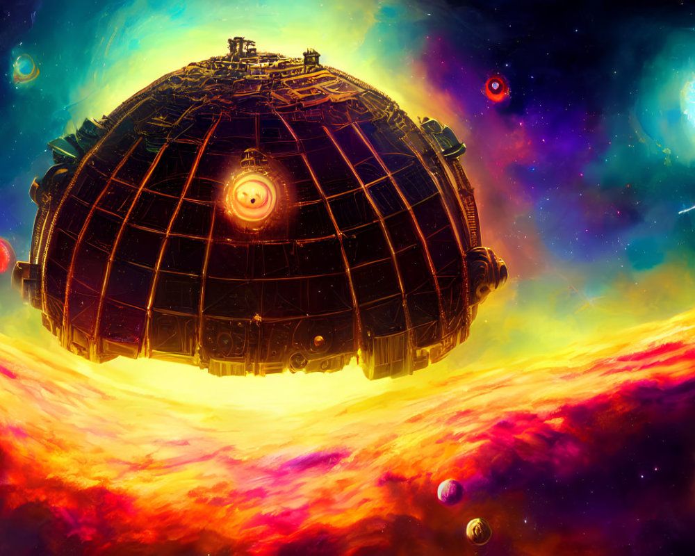 1000x800 image of Steampunk alien megastructure in space harnessing the power of a beautiful nebula, highly detailed, digital painting, sm. Deep Dream Generator