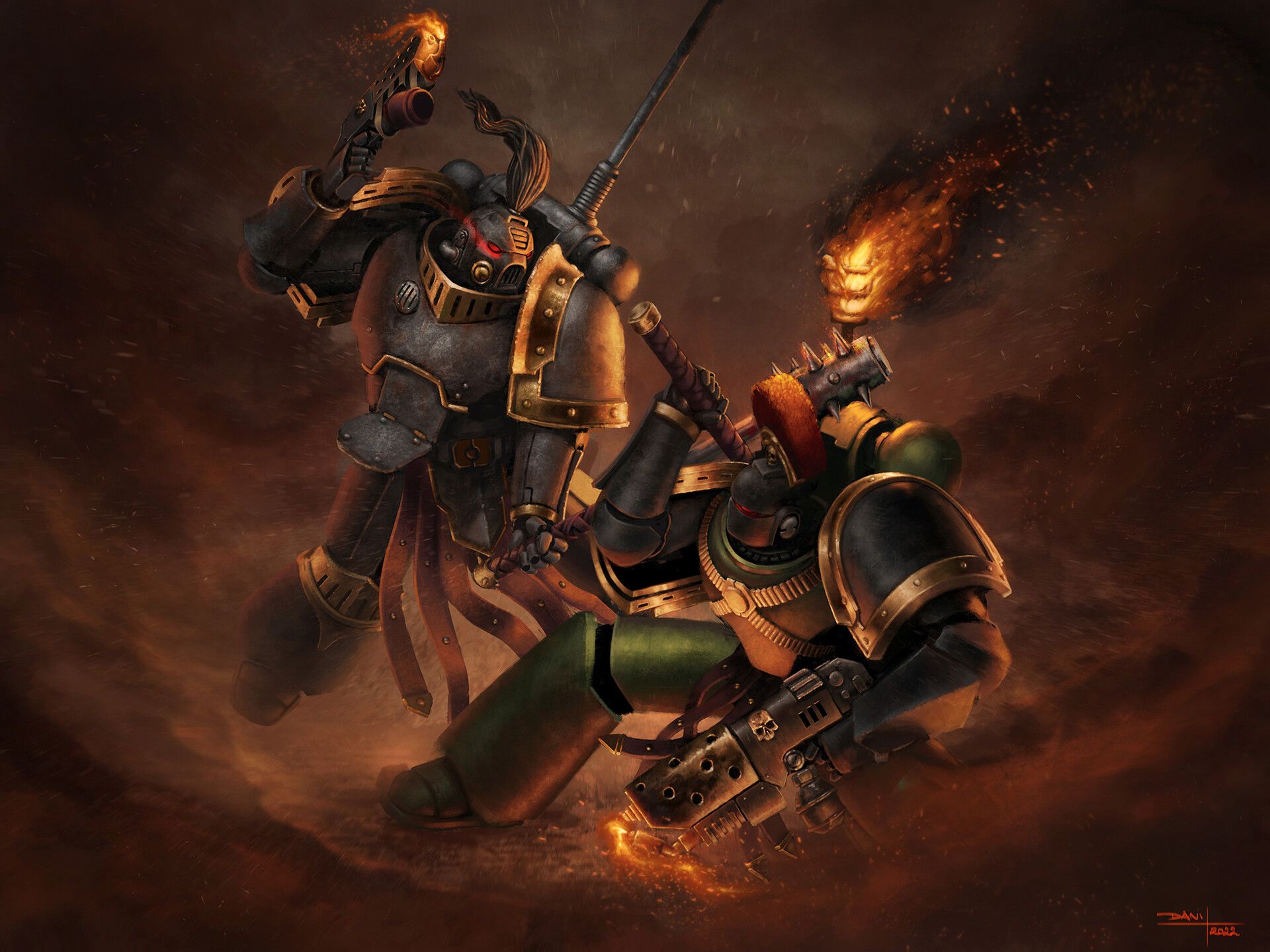1920x1440 Iron Warrior vs Salamander by Daniel Rosa Tauroni