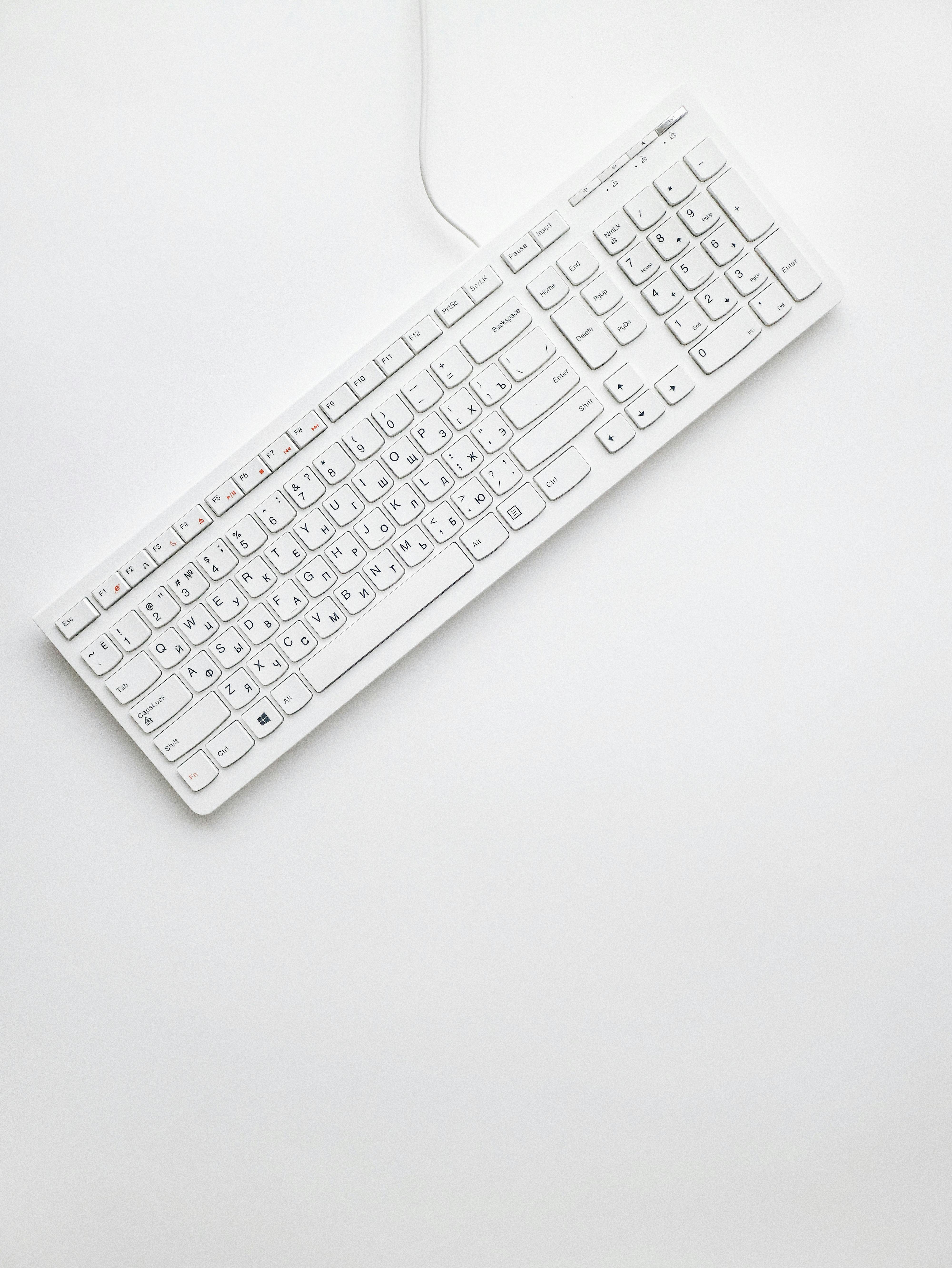 4000x5328 Top View Photo of White Keyboard · Free