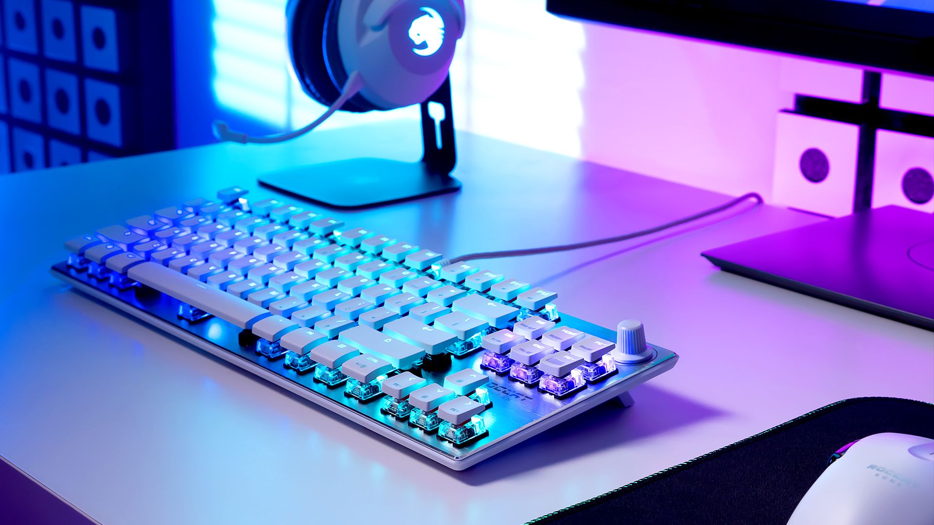 1920x1080 Roccat Vulcan TKL Pro RGB Compact Arctic White Optical Gaming Keyboard