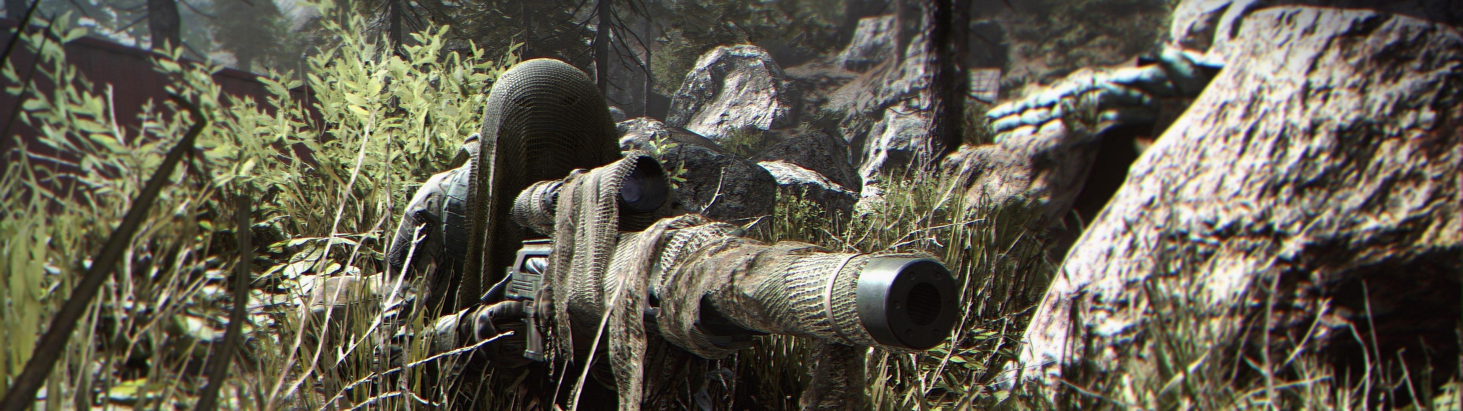 5120x1440 Call of Duty Modern Warfare Sniper Camouflage Soldier 4K Wallpaper HD