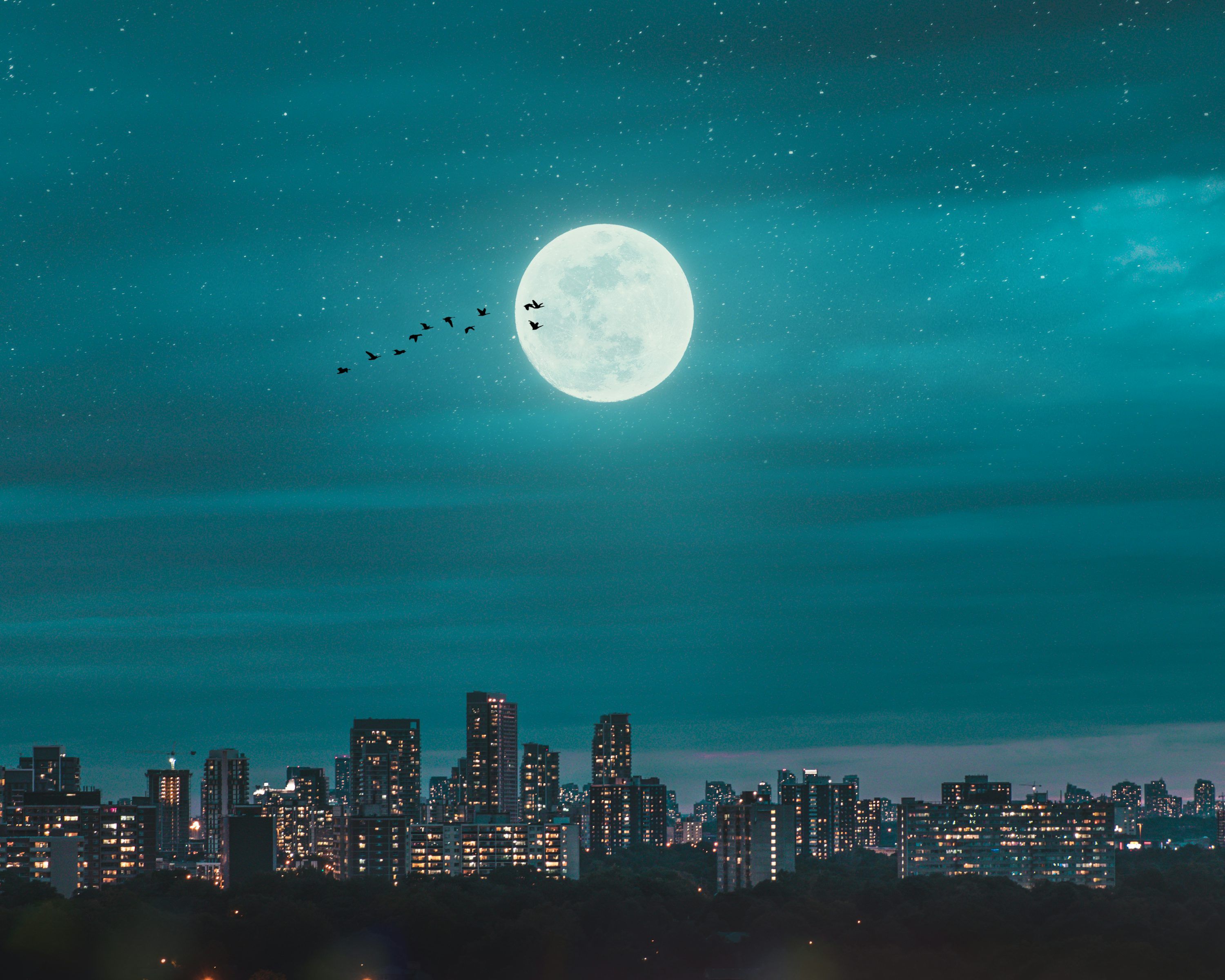 3000x2400 Moon City Picture. Download Free Image