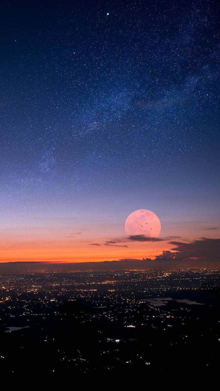 736x1308 Sunset City Moon iPhone Wallpaper