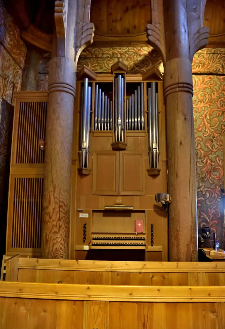 768x1123 Download Majestic Heddal Stave Church Pipe Organ Wallpaper