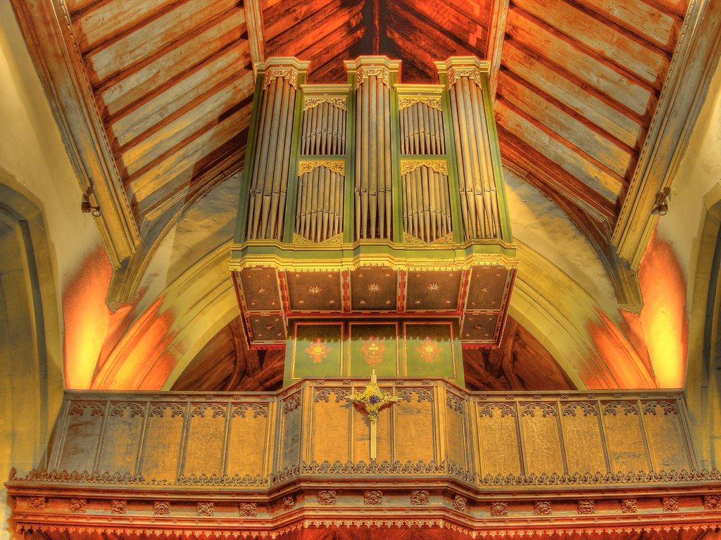 1024x768 Organ HDR. A beautiful Church organ at St. Oswalds, Lythe