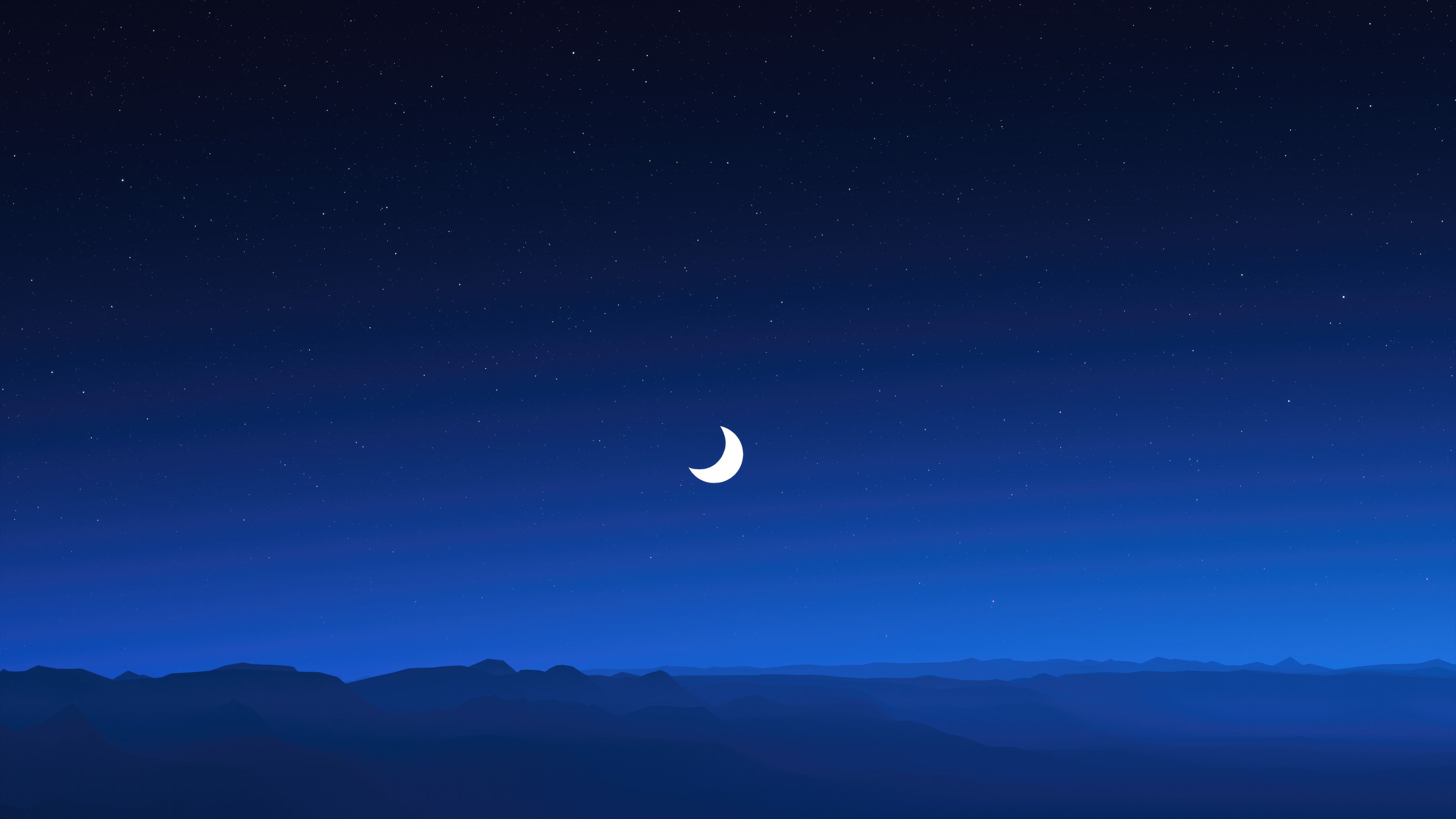 5120x2880 Minimal Night Moon Blue Sky 5k Wallpaper, HD Artist Wallpaper, 4k Wallpaper , Image, Background, Photos and Picture