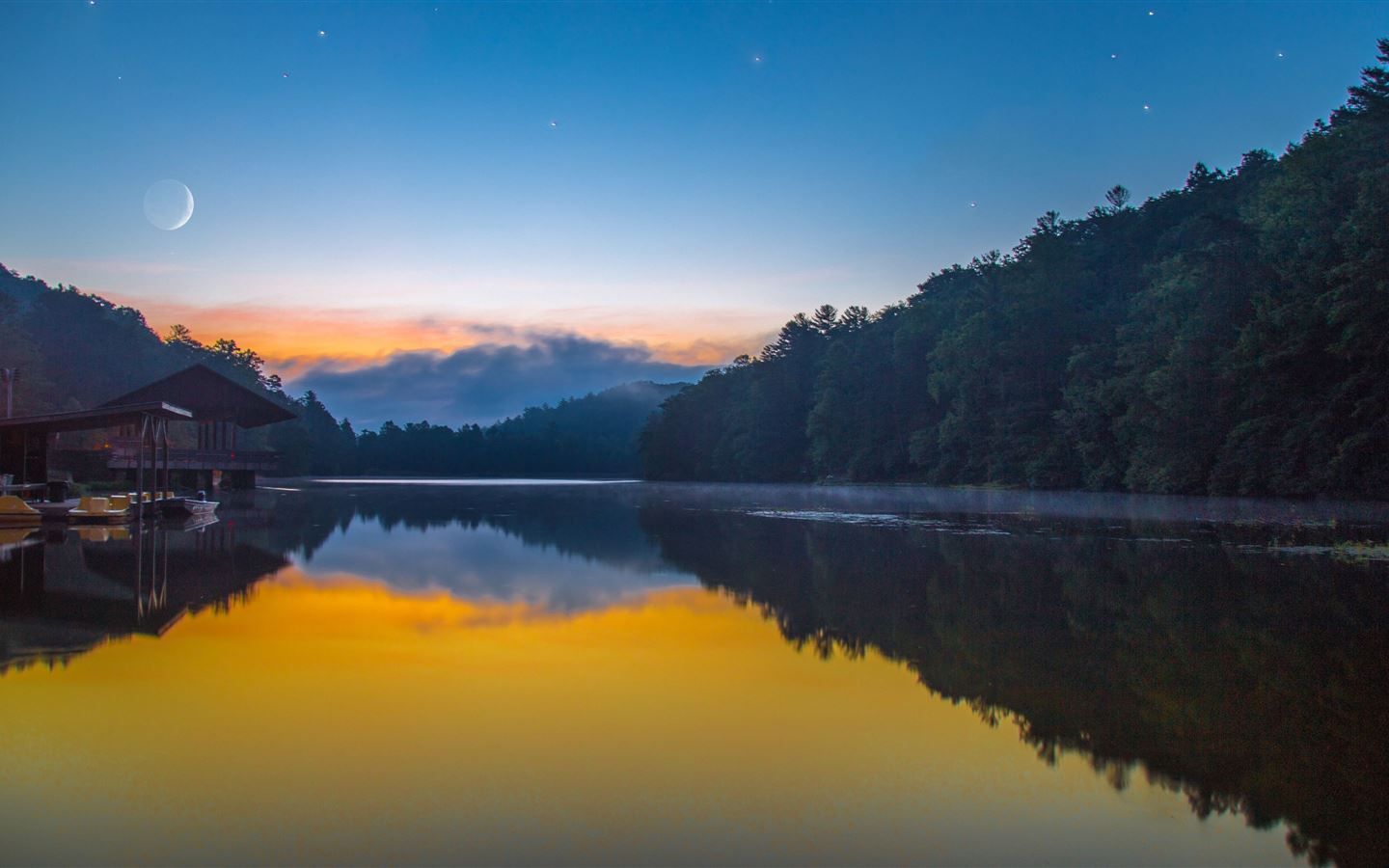 1440x900 moon lake forest sky full moon 5k iMac Wallpaper Download