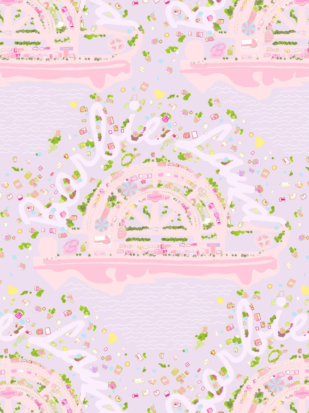 1065x1420 'Barbie™ Land Aerial Map' Wallpaper by Barbie™