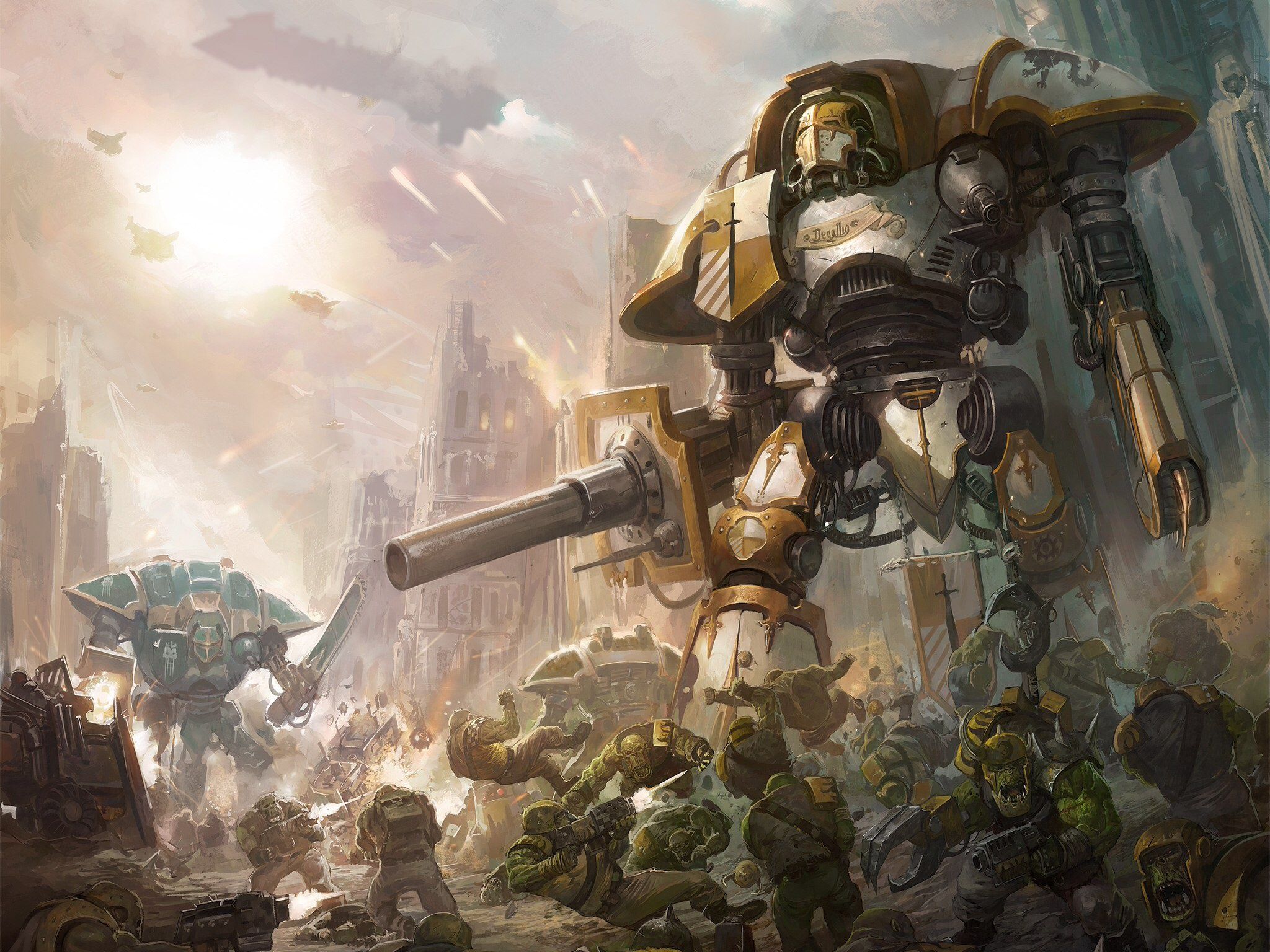 2048x1536 Wallpaper Warhammer Orc, warhammer 40k, orks, Free blade, Imperial Knight, Imperial Knight, Free Blade for mobile and desktop, section фантастика, resolution 2048x1536