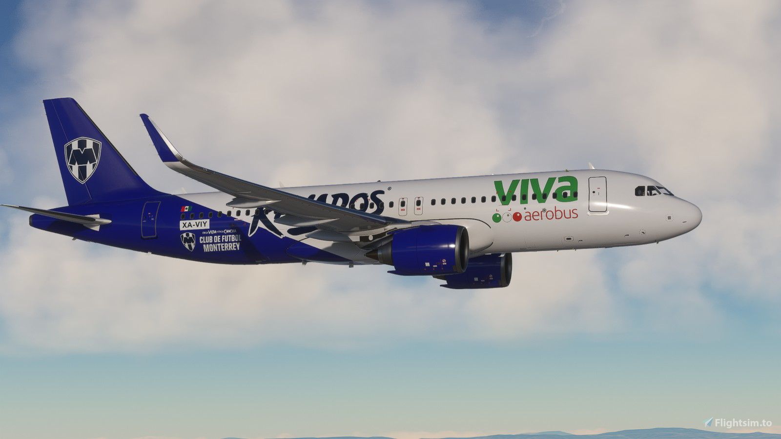 1600x900 A32NX FBW A20N Viva Aerobus (XA VIY / Rayados Del Monterrey Livery)(12K Livery) Liveries For MSFS