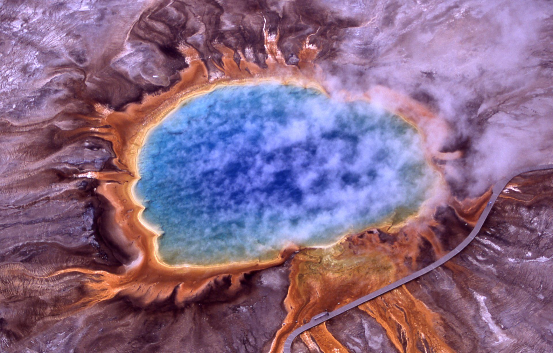1920x1227 Grand Prismatic Spring Aerial View. Yellowstone HD Spring Wallpaper