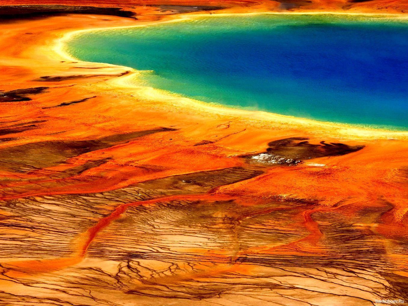 1358x1019 Grand Prismatic Spring Sunset Wallpaper