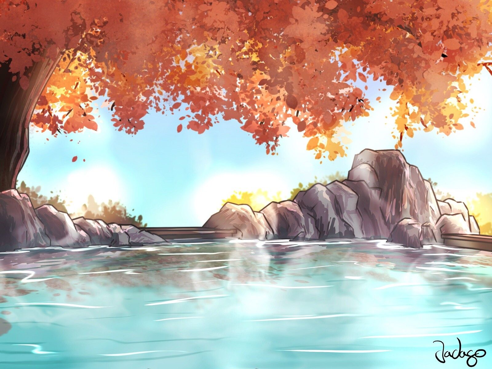 1600x1200 Hot Springs in autumn colors
