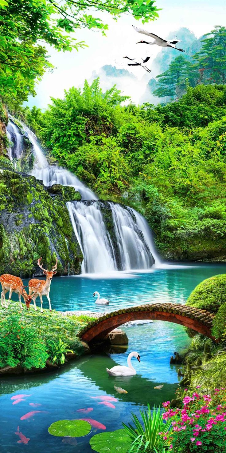 736x1472 Waterfalls Wallpaper beauty around you