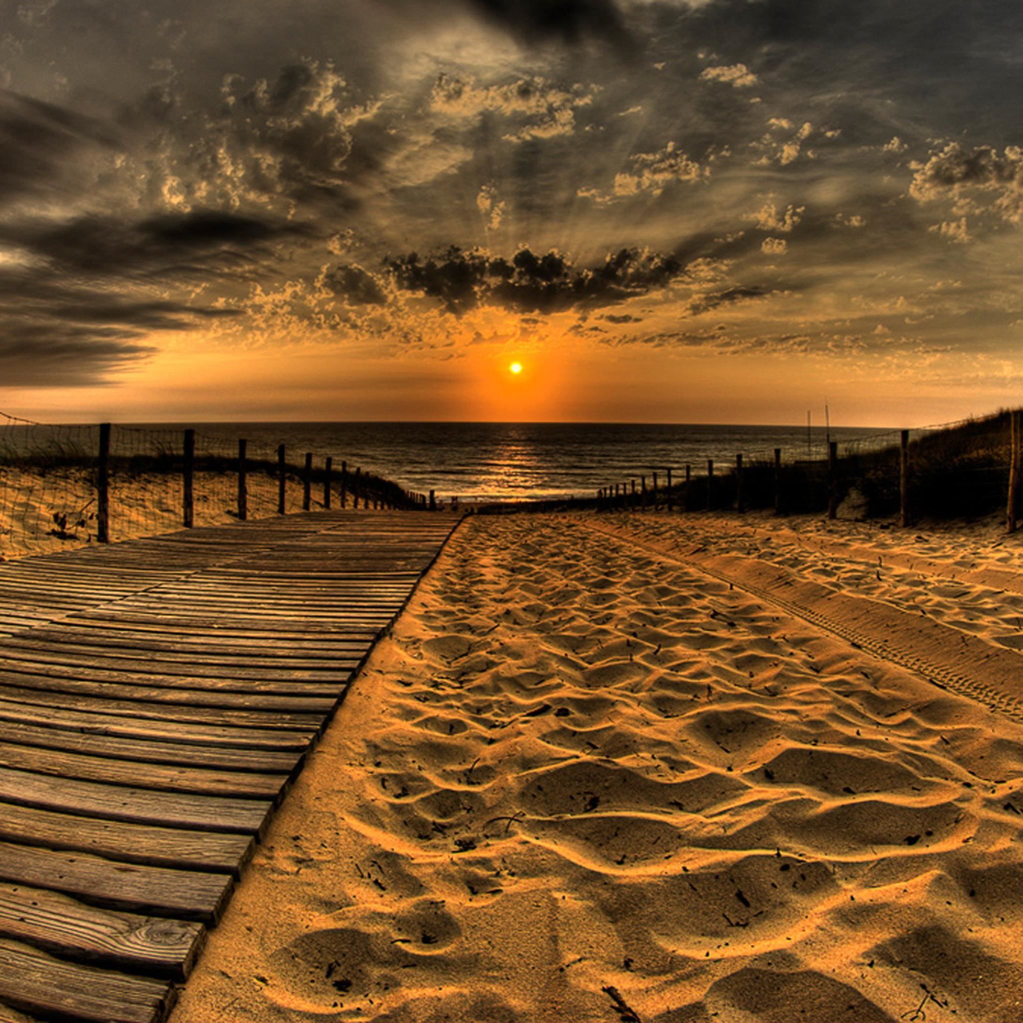 2048x2048 Nature Beach Bridge Landscape iPad Air Wallpaper Free Download