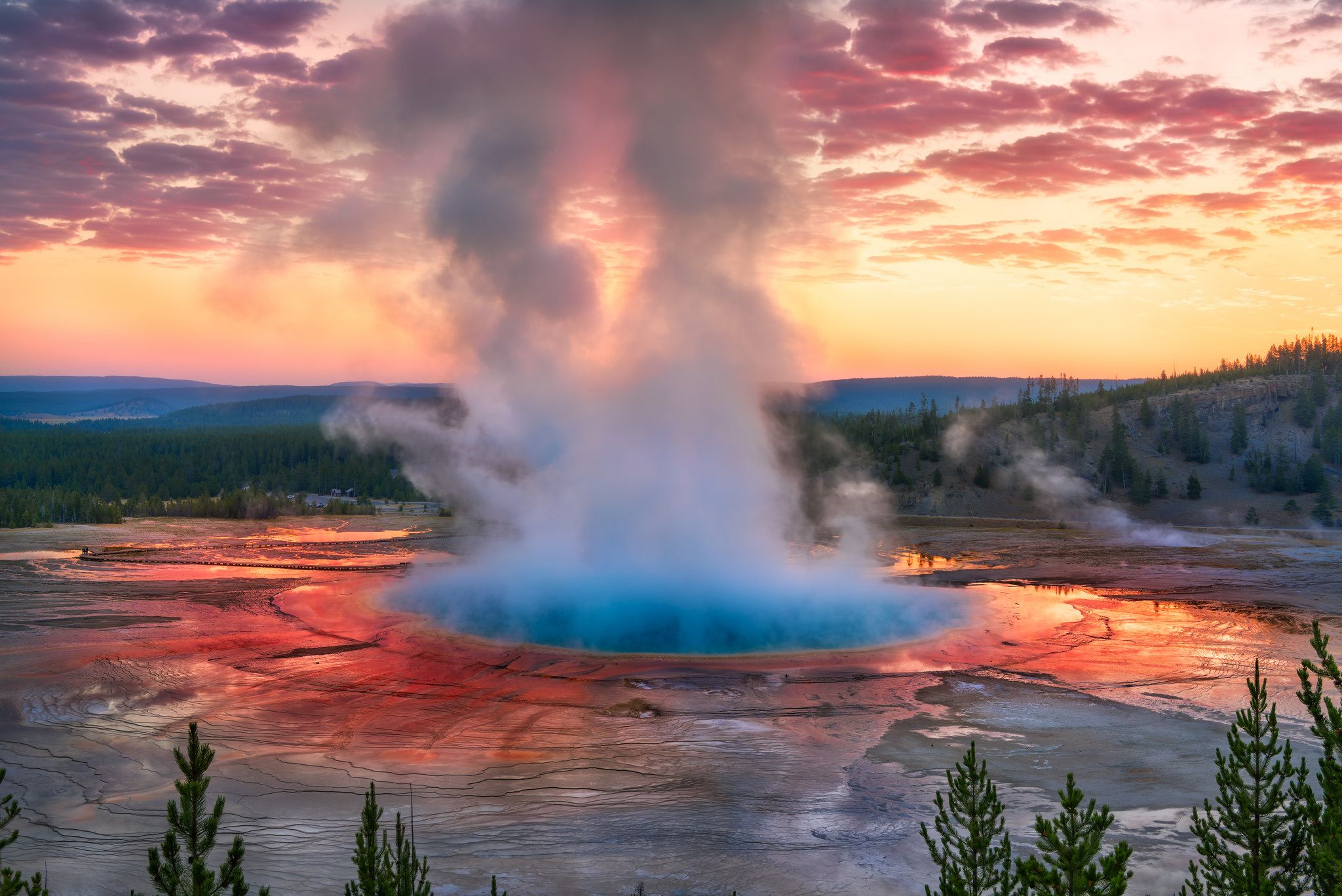 2048x1367 Download Sunrise Nature Geyser HD Wallpaperx1367