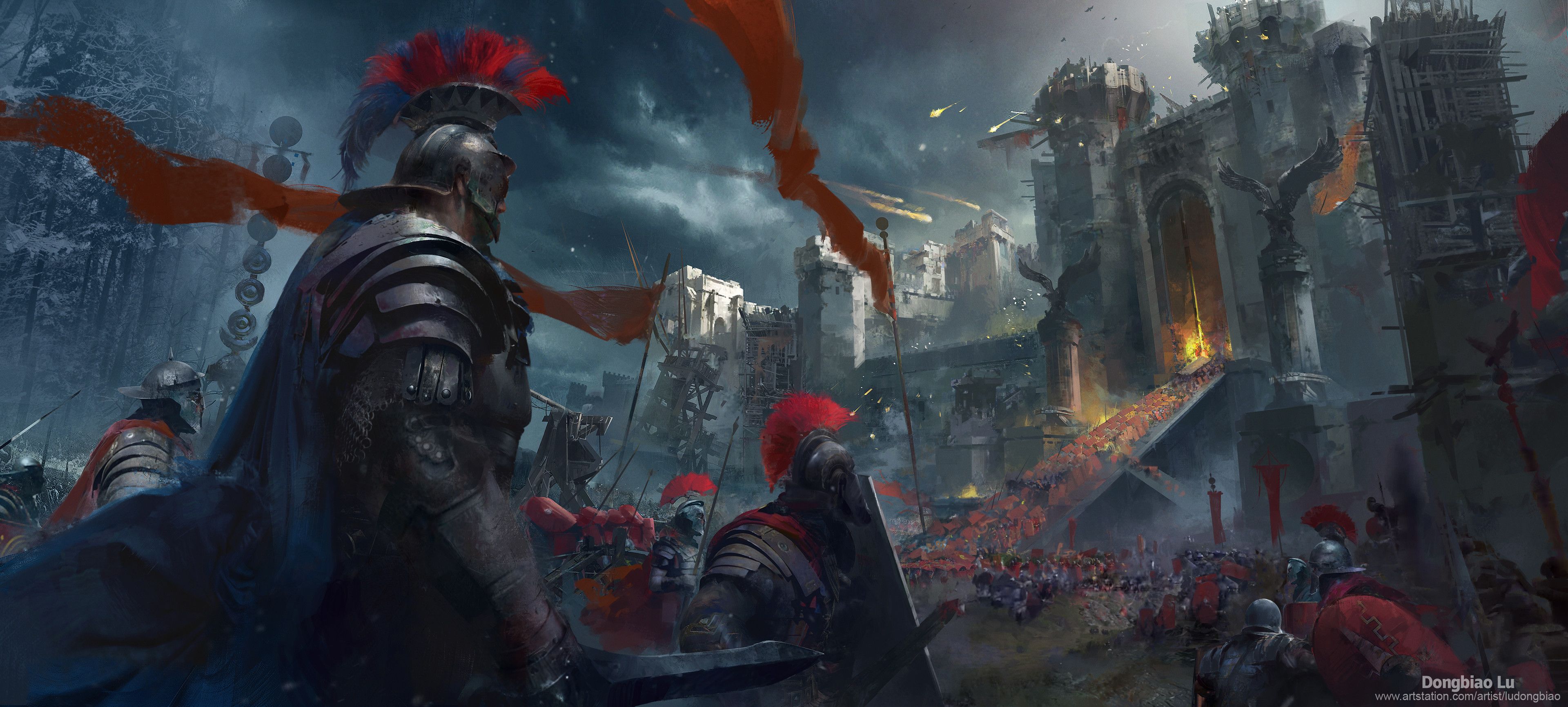 3840x1730 Epic Roman Centurion Siege: Fantasy Warrior Battle HD Wallpaper