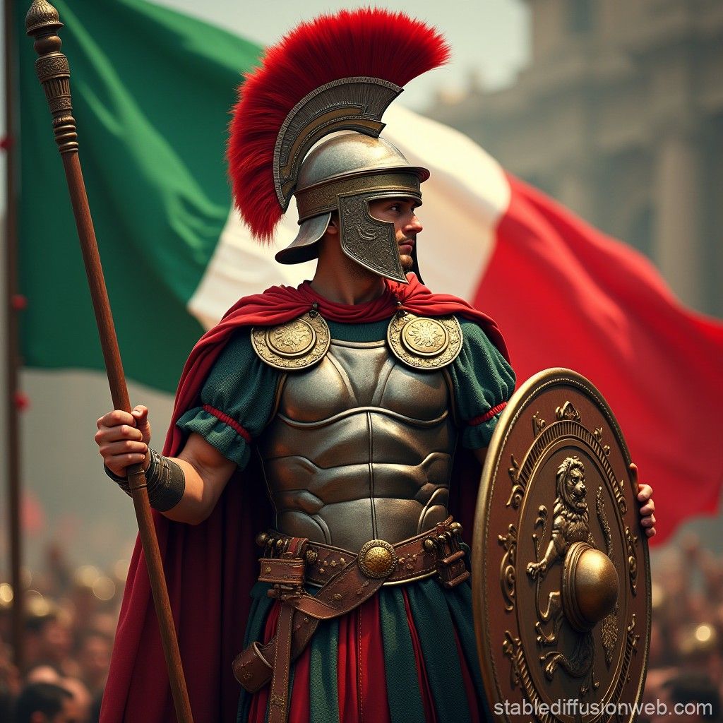1024x1024 a roman centurion with the lion of venice and the italian flag in the wallpaper Prompts. Stable Diffusion Online