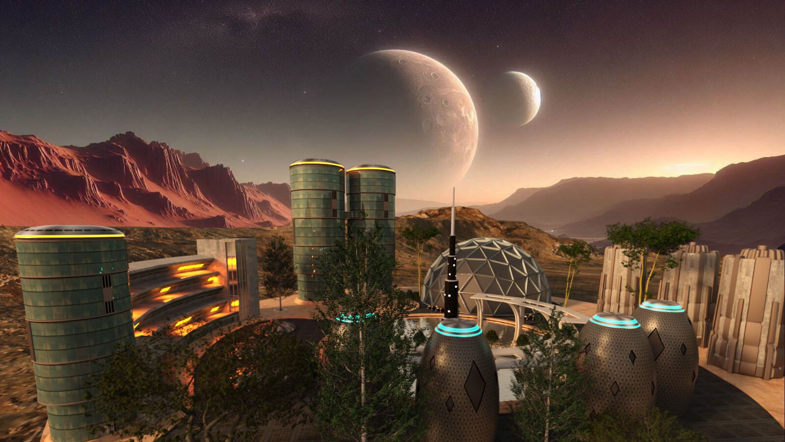 1600x900 Mars Colony Scene