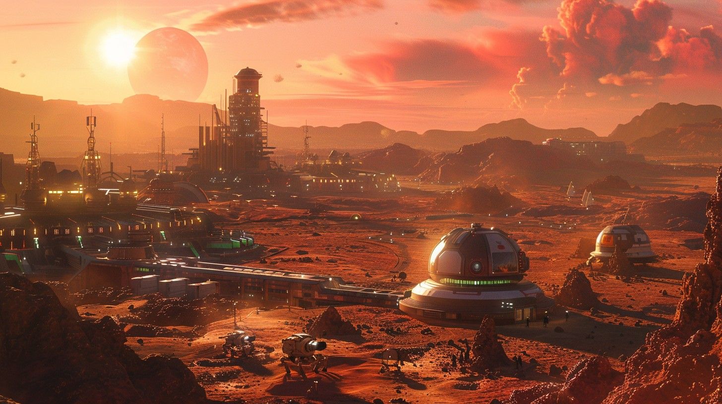 1456x816 Free Mars colony landscape Image, Colony, Futuristic