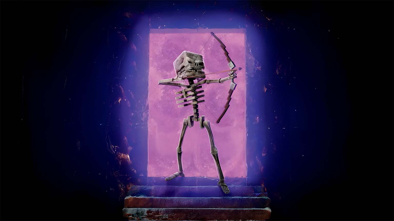 1536x864 Free Minecraft Movie Skeleton in Nether Portal Wallpaper 4K