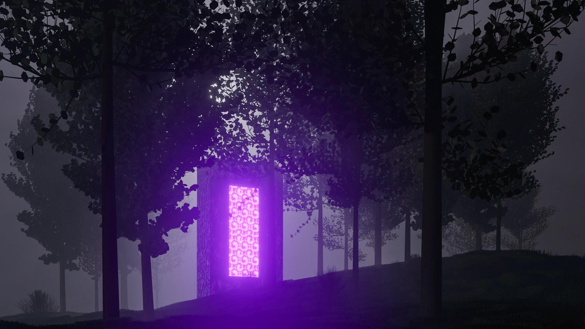 1920x1080 A nether Portal in the woods (my first minecraft blender render)