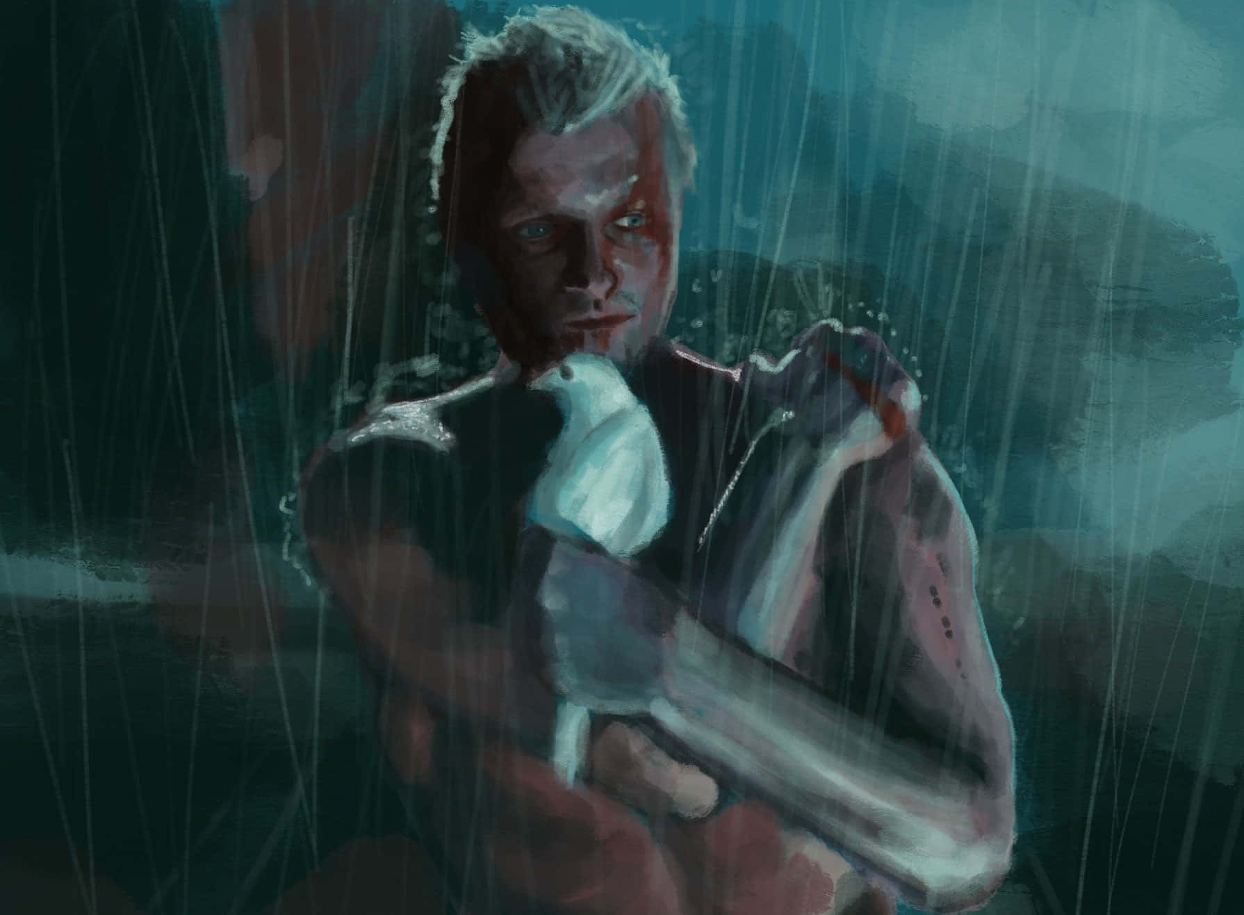 1790x1317 Download Rutger Hauer Painting Dove Blade Runner Wallpaper