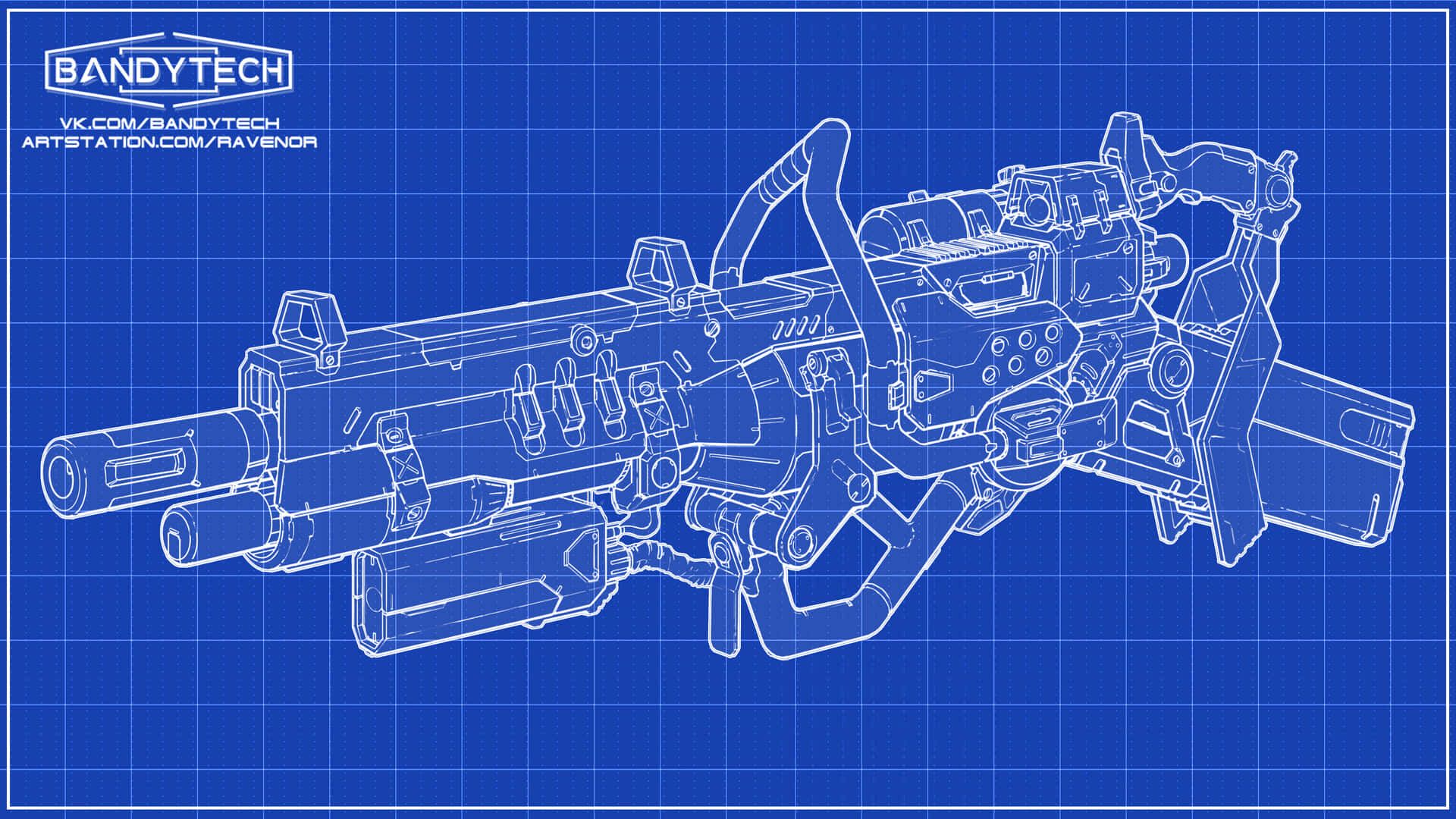 1920x1080 Download Blueprint Background Futuristic Gun Design