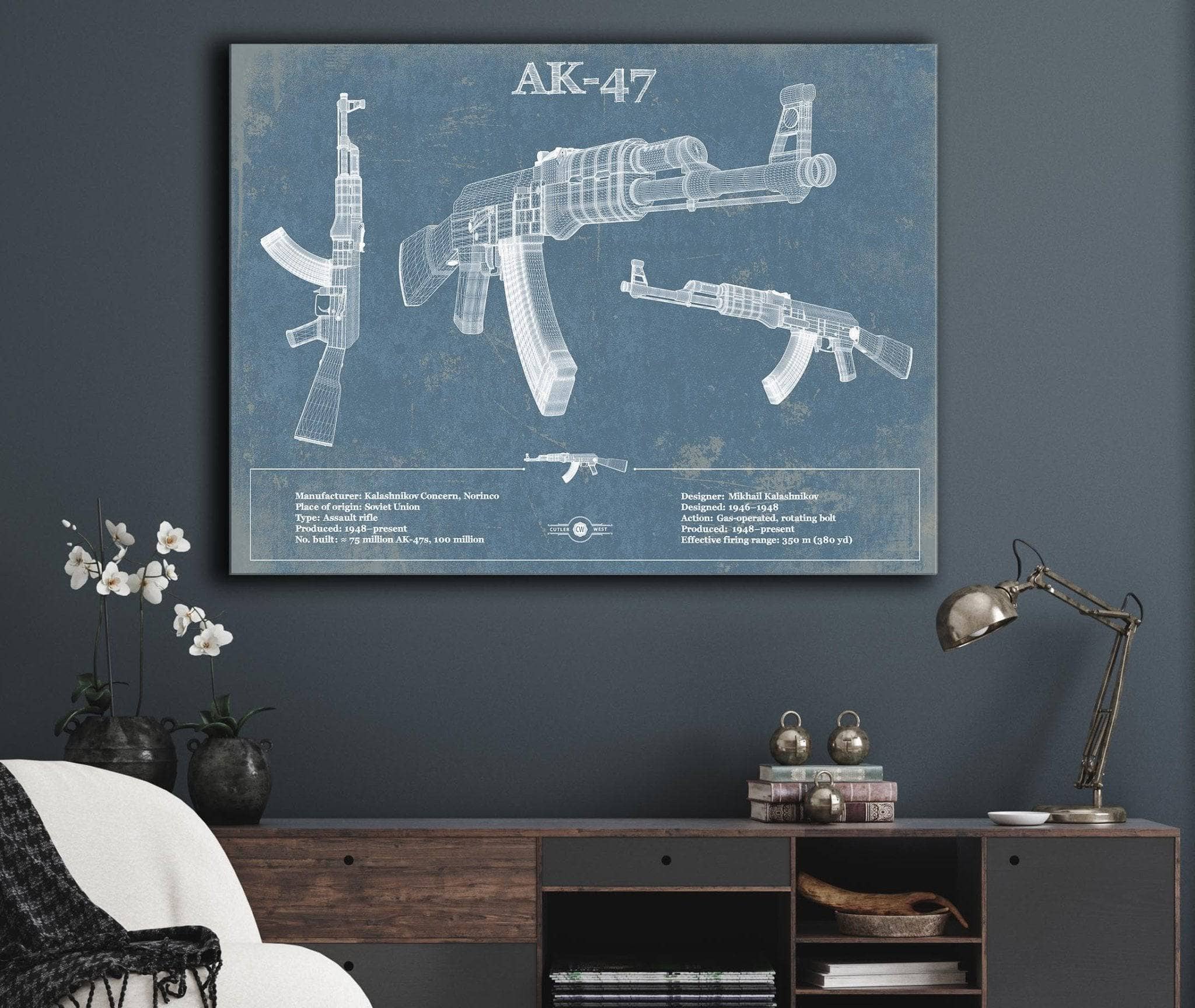 2048x1728 AK 47 Blueprint Vintage Gun Art By Cutler West