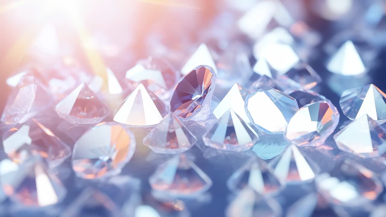 1280x720 A Dreamy, Close Up Video Angle Captures Sparkling Diamonds With Soft Pastel Lighting