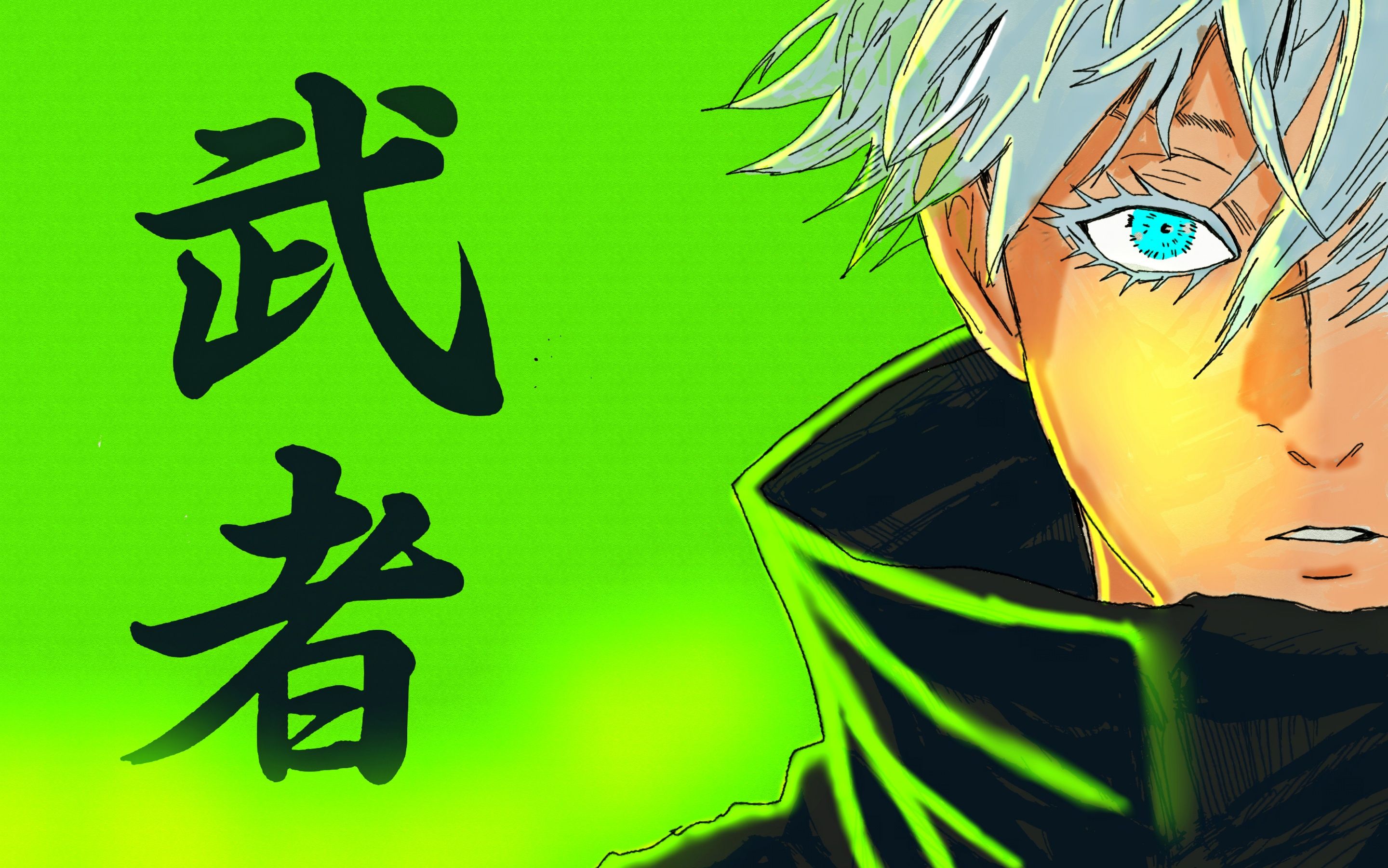 2880x1800 Satoru Gojo Wallpaper 4K, Green background, Jujutsu Kaisen