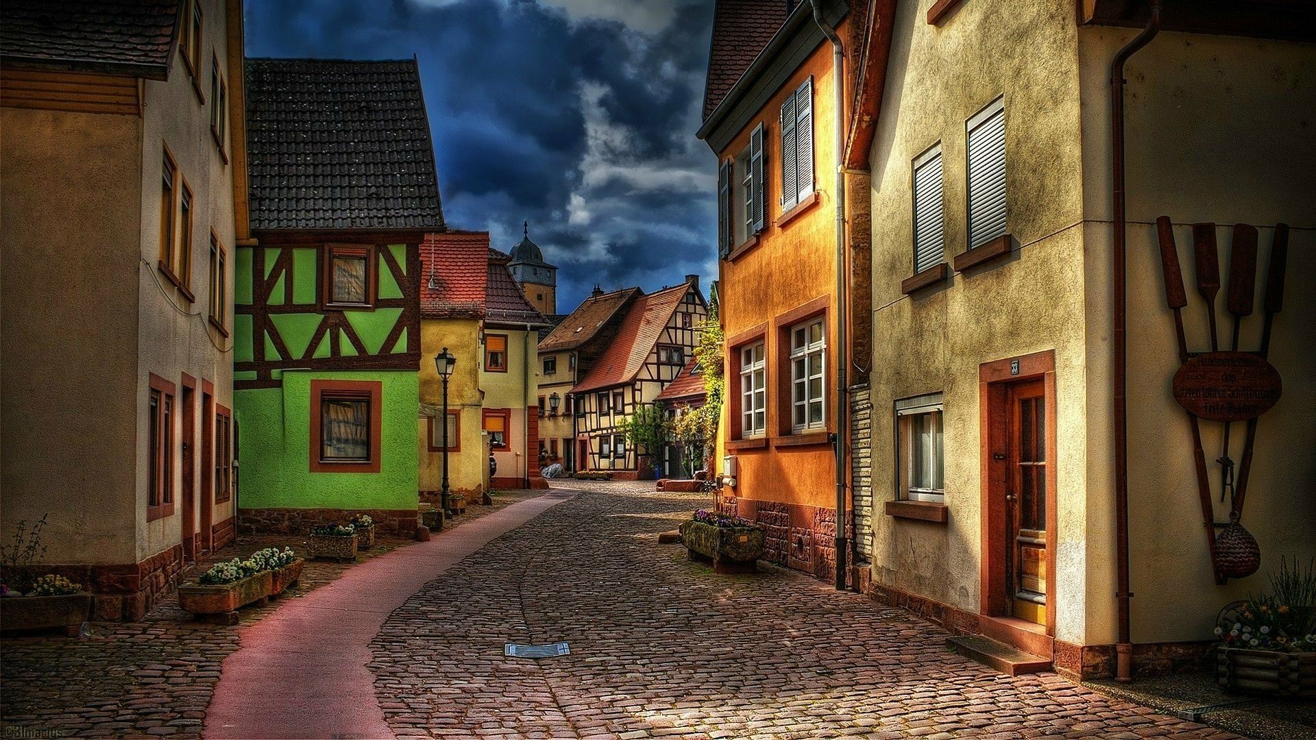 1920x1080 Charming European Village: A Stunning HD Wallpaper Of Man Made Architecturex1080