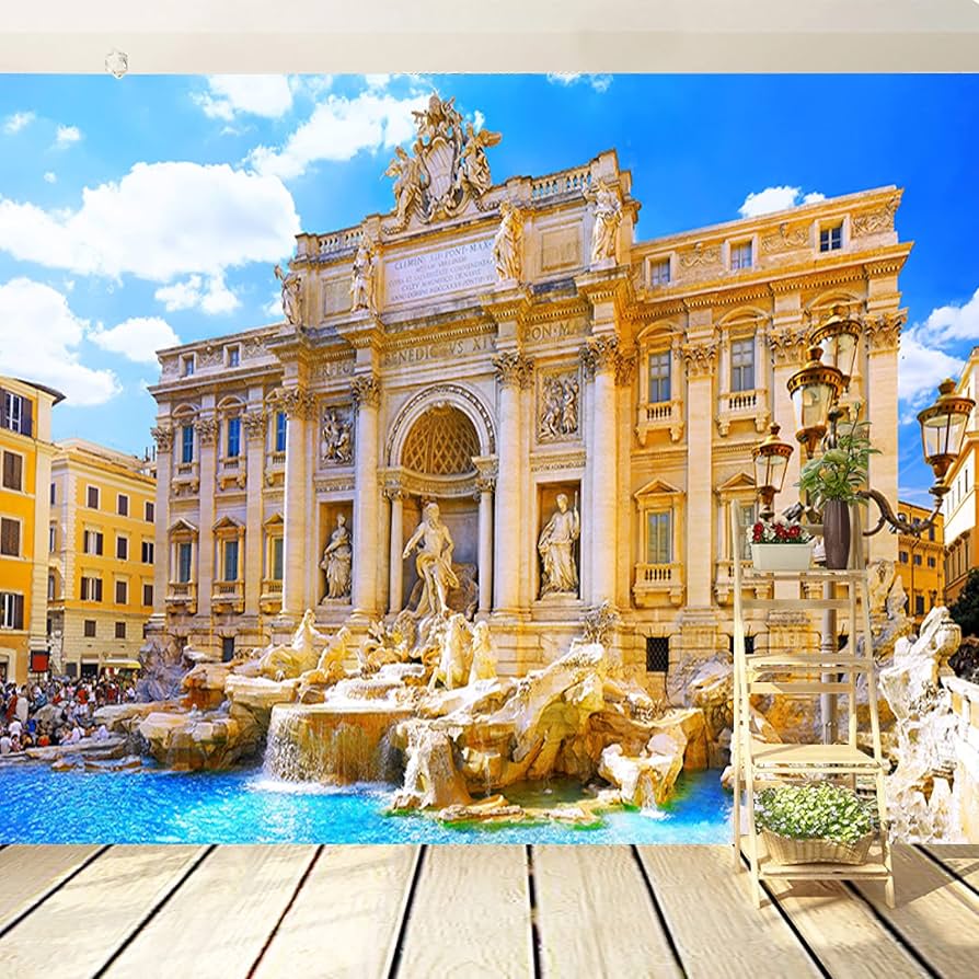 894x894 3D Photo Wallpaper European Architecture Statue Fountain Background Wall Painting Creative Restaurant Cafe Decor Wall Cloth 300x210cm : Amazon.co.uk: Electronics & Photo