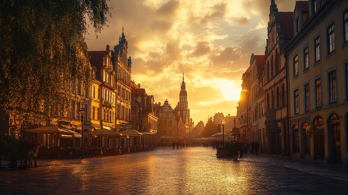 1456x816 Free Sunset European Street Image, Europe, Street