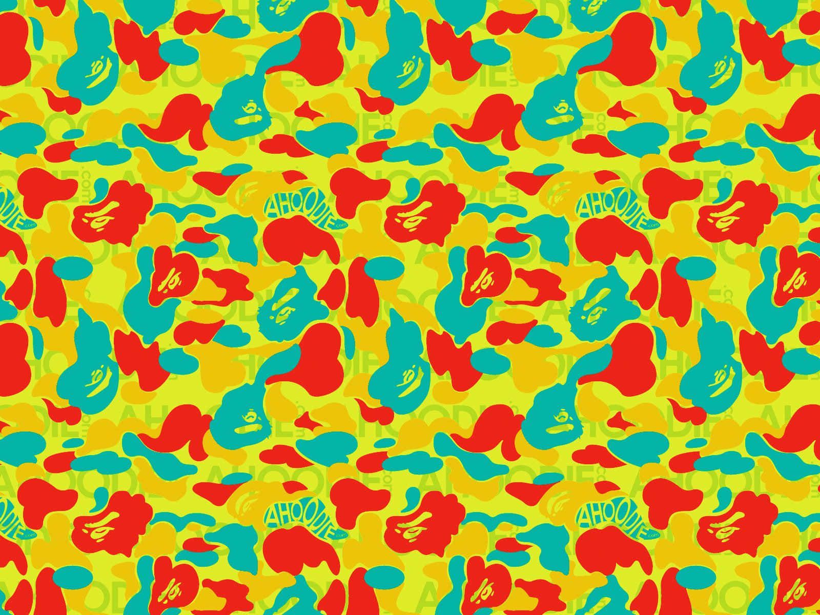 1600x1200 Download BAPE Yellow, Red, And Blue Camo Wallpaper