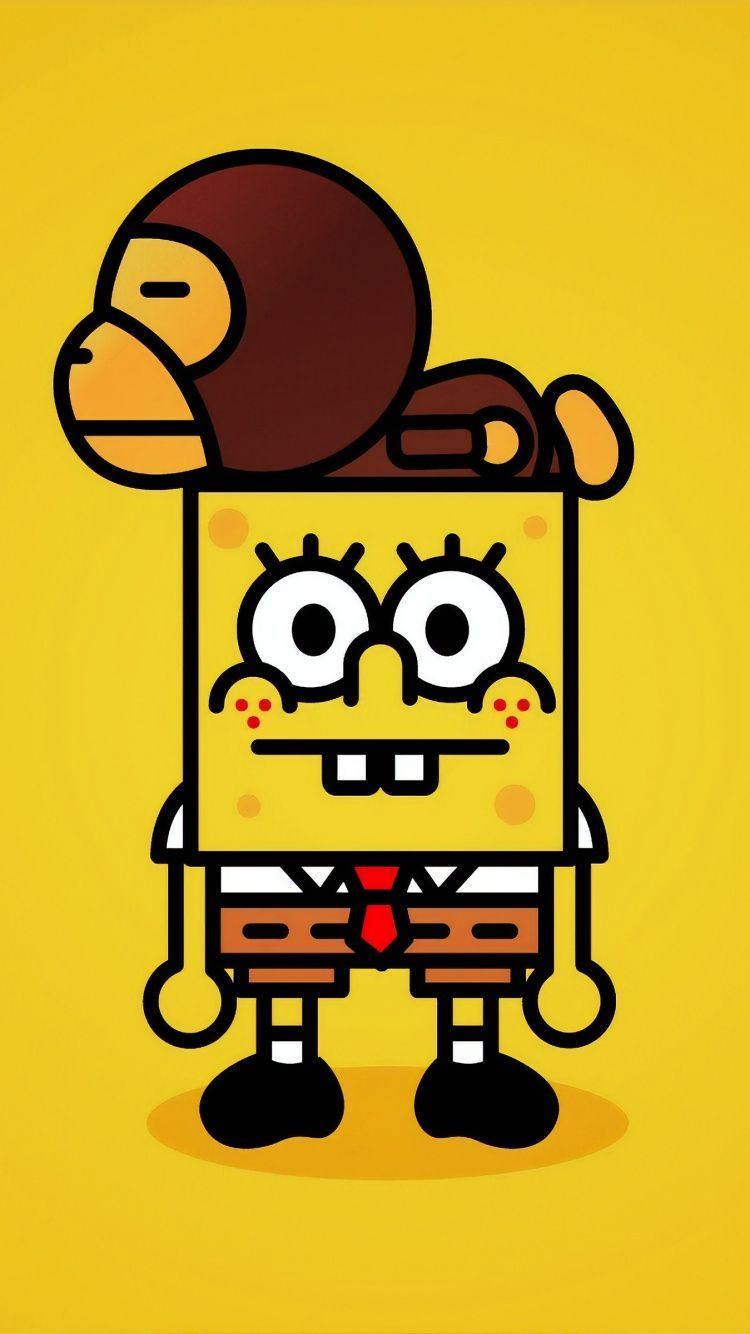 750x1334 SpongeBob SquarePants Wallpaper 4K, Monkey