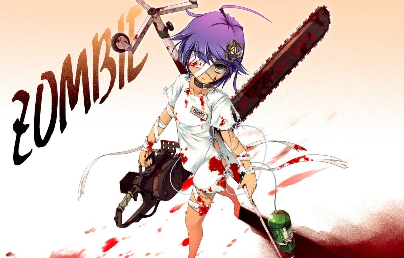 1332x850 Wallpaper zombie, scar, art, chainsaw, bandages, eye patch